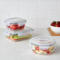 Borossilicate Glass Square Food Storage com tampa plástica